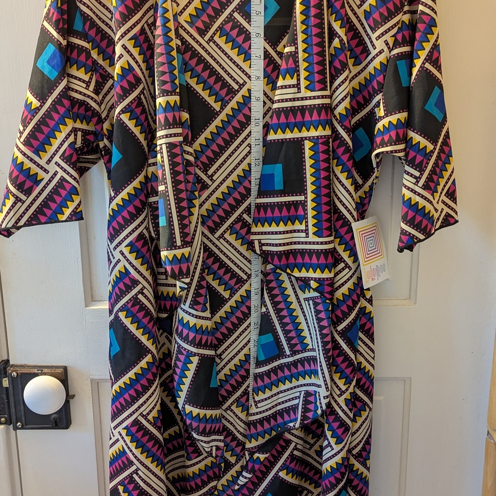 LuLaRoe 'Shirley' Colorful Geometric Patterned Kimono, Size Small